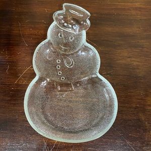Snowman glass tray
